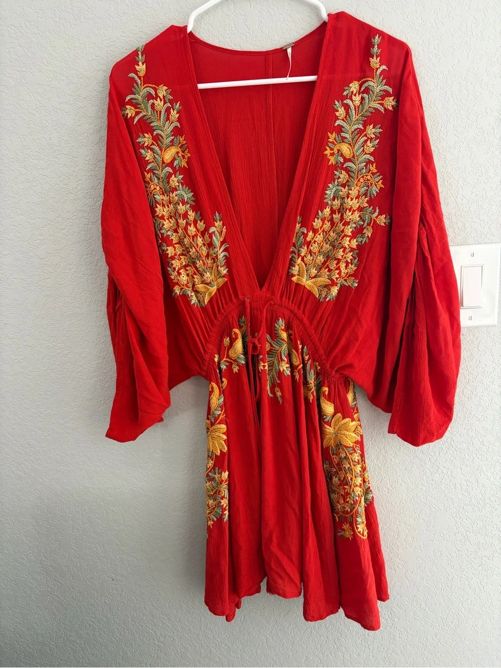 Free People Pretty Pineapple mini Dress in bold Red